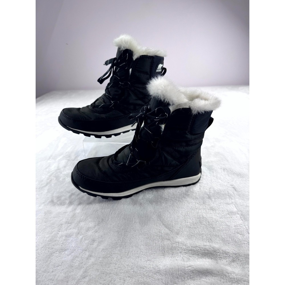 Sorel Whitney Snow Boots Womens 6.5 Black Short Lace Up Round Toe Winter Outdoor